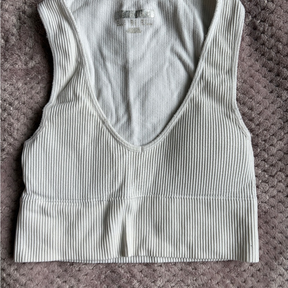 White Ribbed Women's Top